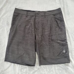 VANS Vanphibian Mens Size 38 Flat Front Quick Dry Black Gray Heathered Shorts